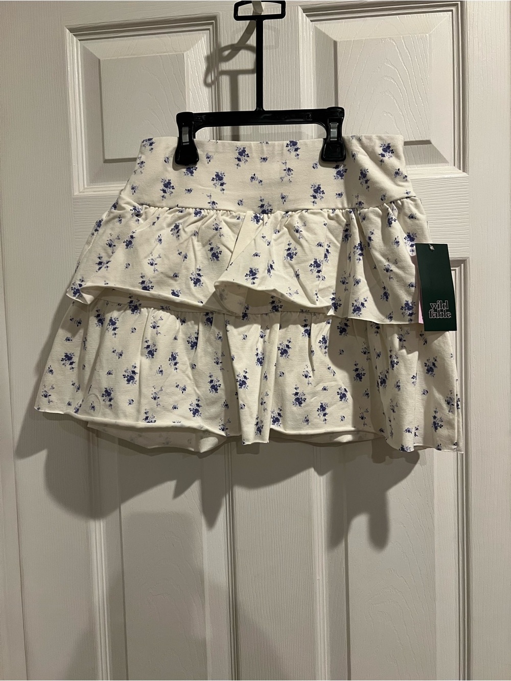 wild fable Cream Mini Skirt with Blue Floral Print